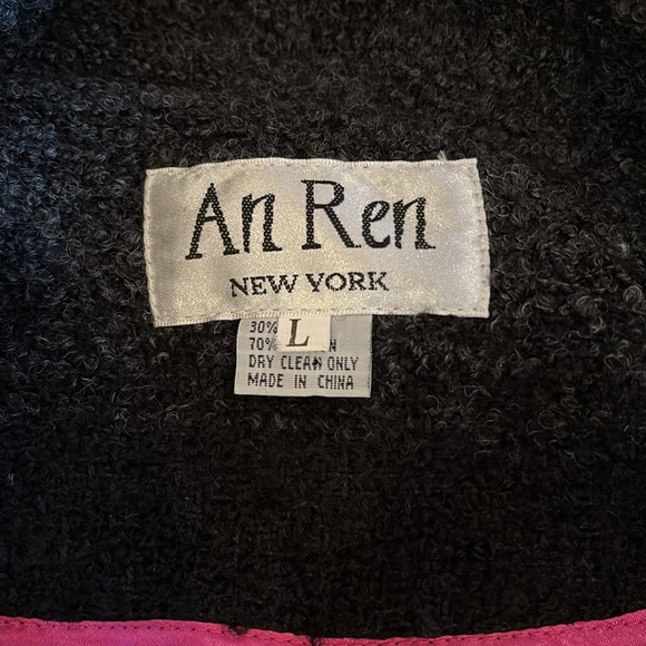 An Ren New York Couture Wool Blend Cardigan Sweater Jacket Charcoal Gray Size L - Picture 7 of 12